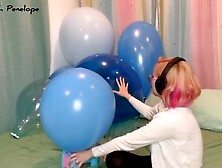 10 Nail POPS! Swallowing up and Deflating Blue Balloons