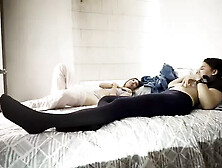 Two Women Fucking Hard with Pantyhose Have Many Orgasms