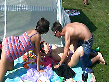 Titted student 18+ drilled on a picnic