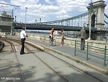 Naked hottie Tereza walks in the streets