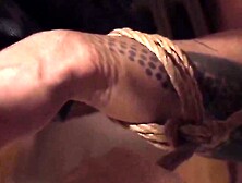 Inked Yoshi Kawasaki rope tied in badtothebone BDSM