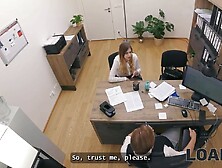 Loan4K.  Blond Maya With Large Bazookas Is Banging A Bank Worker On The Office Chair During The Time That His Colleague Is Watchi