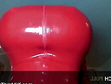 Horny Housewife In Leather Gloves And High Heels Jerks Off Her Husband's Hard Dick