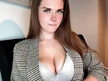 Stepmother's Large Boner in Leather Panties was Caught by her Worker in the Office