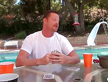 Sweet and horny Esperenza Diaz and Tegan Riley plying strip poker with their neighbor
