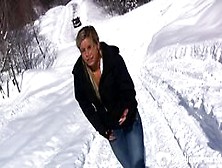 Hot Stepmom Shows Tits And Pees In Snow