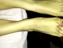 Doll next door let me cum on her sexy feet with pink toe nails