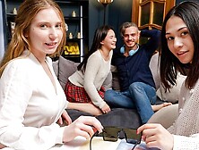 Amelia Ost and Roxy Muray are fucking with a big shared dick