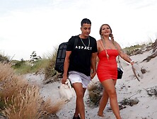 Couple has sex on the beach with a beautiful view