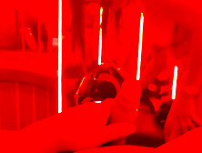 sucking and fucking in femdom amazon position to my cuckold in a neon room