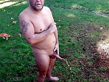 Morning pee outside bare