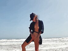 Me- Teen Girl Fingering Shaved Pussy On The Seashore Beach,  Outdoor,  Solo Mastirbation