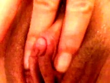 Xxl Clittie up close vulva have fun + glass fake penis shag