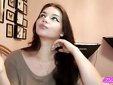 Teen latin chick brunette hair with blue eyes teases u with slow, seductive smokin'