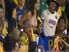 Sexy Soccer Fan Flashes Fans By Accident