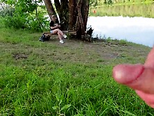 I approached this lonely gal and started wanking my schlong next to her.  This babe sat silently watched and touch my dick when i