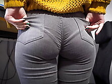 Hot Secretary In Tight Jeans Teases Ass With Visible Panty Line