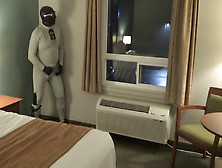 At Hotel Window And Door I Cum Wearing Bastard Wetsuit Silicone Hood