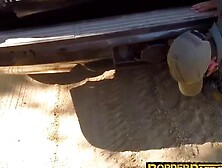 Russian Amateur Fucked Deep On The Truck And Jizzed On