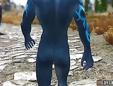 Big Muscle Blue Guy Fucking Human In The Ass