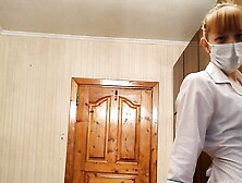 Anxious nurse treating a sick person