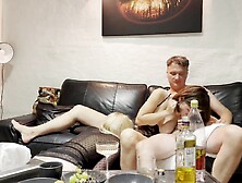 Sexy afterparty, 2 beauties sucking ramrod, wife lets to screw her ally and lick her cunt