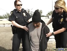 Busty Female Cops Getting Their Cunts Slammed Hard In An Outdoor Threesome!