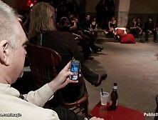 Bound slave fisted in public place