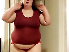 Fat Woman Does Some Exercises And Shakes That Big Belly