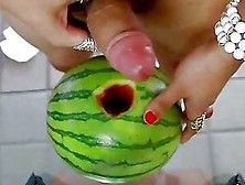 Kinky Dildo Sucking Crossdresser Sticks Her Prick In A Watermelon