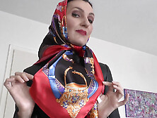 German Milf Victoria Valente Shows Off Elegant Satin Headscarves Fashion Style