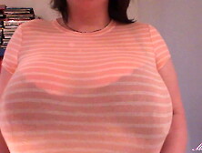 Huge boobs,  tit drop,  sheer shirt