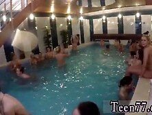 Fit Teen Girl And Teen Being Fucked In A Hardcore Wet Orgy In A Pool With Many Naked Ladies