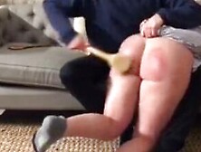 Spanking Stepdaughter's Round Ass With A Laddle