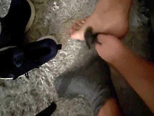 Perspiring Sloppy Gym Boots Soles Socks Shoeless Sole Fetish Have Fun & Idolize