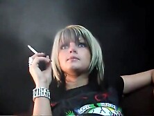 smoking in biker leather pants