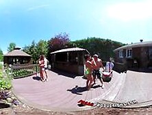 3-Way Porn - Vr Group Orgy By The Pool In Public 360