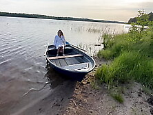 Outdoor risky sex with hot blonde in fishnet