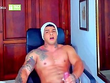 Latin Studs Flexing Their Muscles While Pleasuring Themselves On Webcam