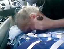 Amateur Blonde Sucking A Big Black Cock In A Car