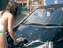 Hairy Australian Teenie Washing Her Car