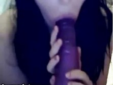 Beautiful Chubby Babe Sucks Her Dildo