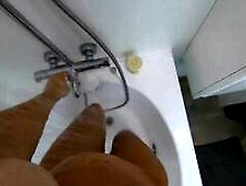 Big-Ass Black Teen's Solo Shower Footjob On Webcam