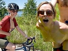 Sexy Cyclist Gives Husband A Public Blowjob Before Getting Unprotected Creampie From Lucky Hiker