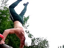 Hunk's Muscular Body Showcase - Athletic barely legal Man Flexes & Shows Off Abs