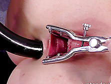 Luna Ora Uses A Surgical Tool To Spread Her Pussy Open