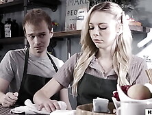 Barista and waiter having make up sex in a cafe - Lily Larimar