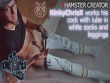 Kinkychrisx Works His Shaved Cock With Lube In White Socks And Leggings With Cumshot