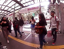 That Babe was wearing a very short petticoat and that babe can't assist but rub my penis on her buns,  ARRIMONES CDMX