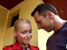 Golden-Haired bombshell Bianca Enchanting has trio with neighbor